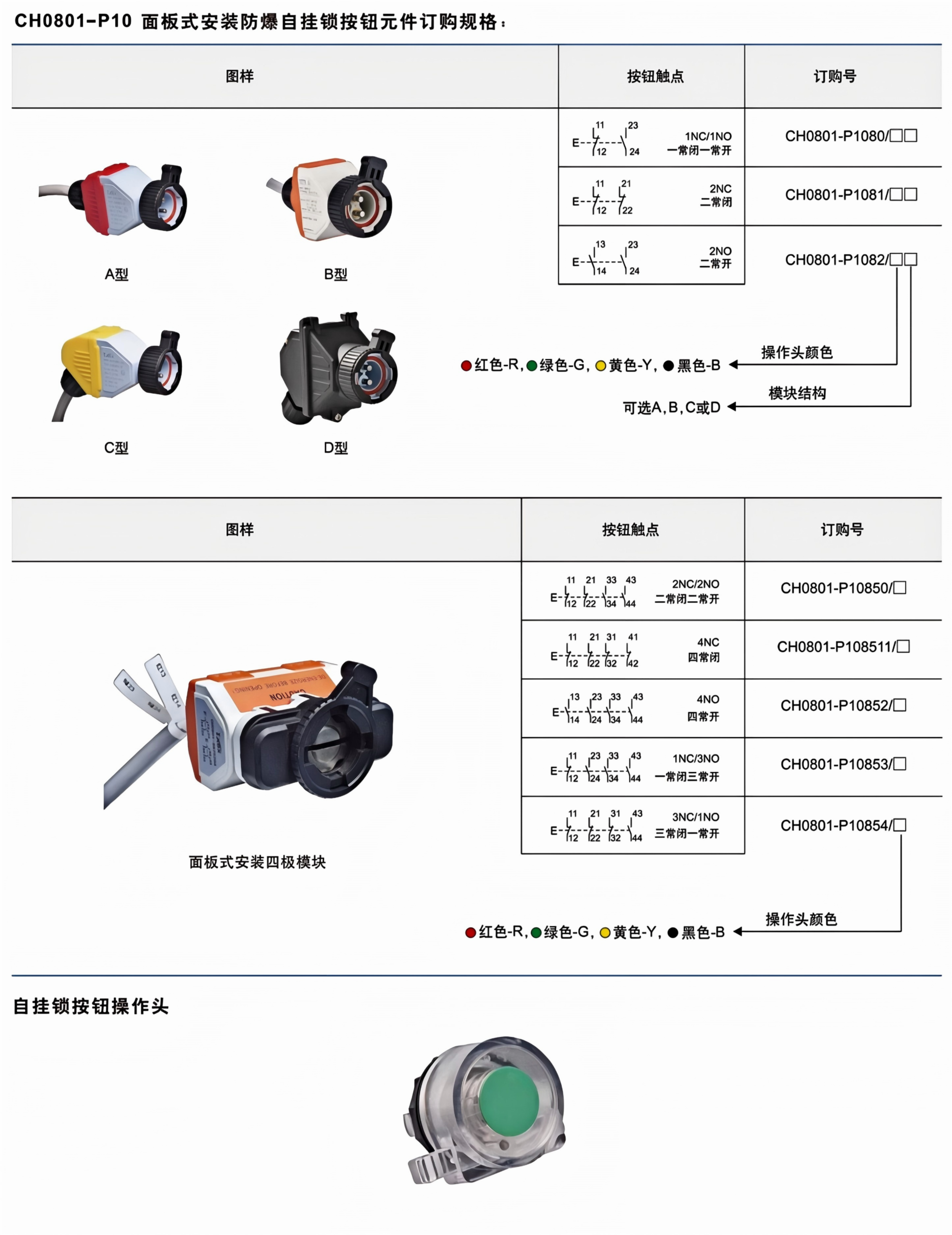 ch0801 8 panel mount explosion proof push button control switch