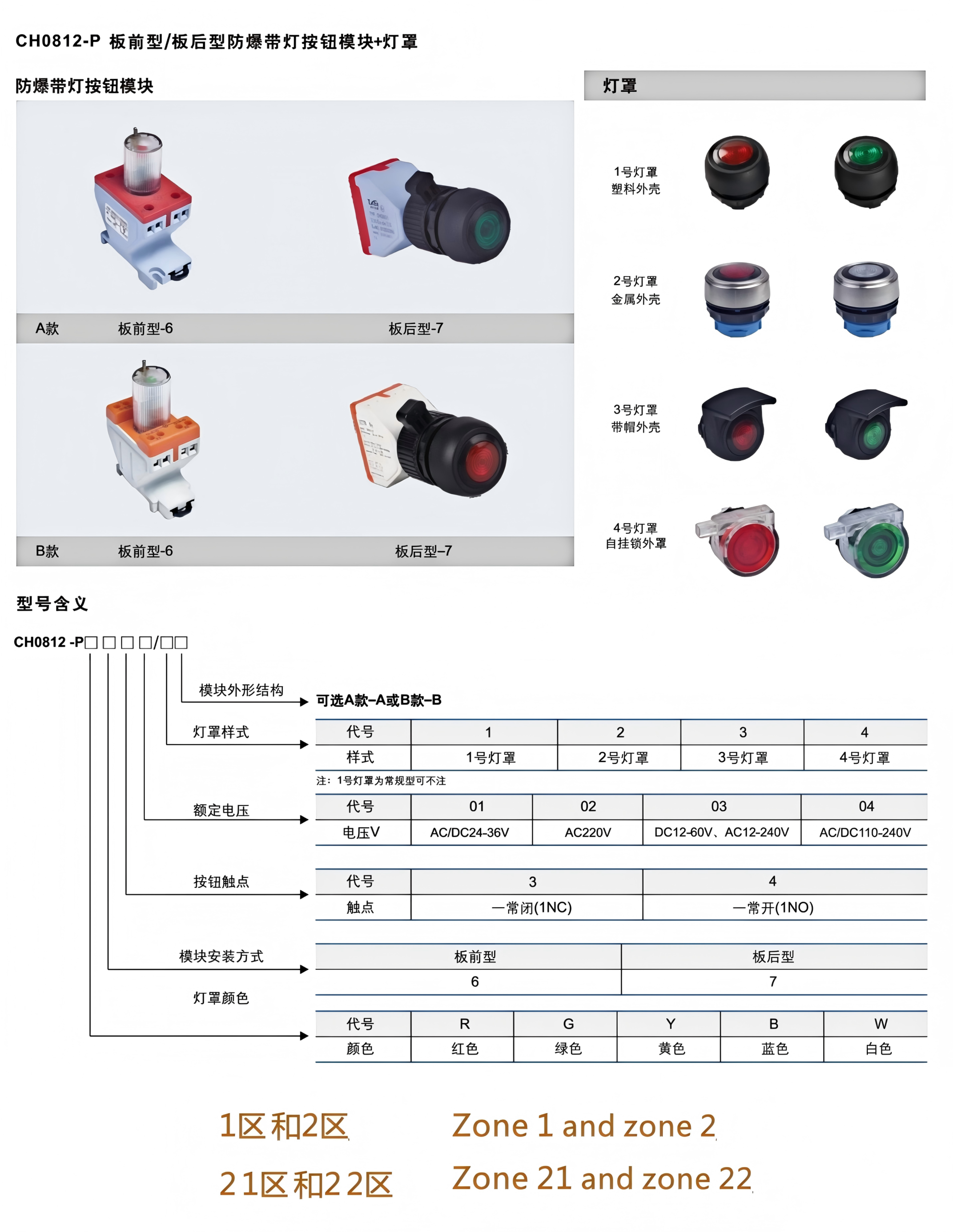 CH0812 Panel Mount Explosion Proof Lit Button Module ch0812 explosion proof lit button module