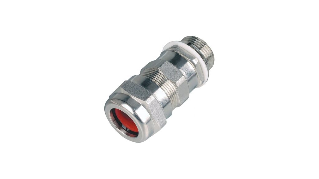 Real metal cable gland on a white background for hazardous area cable entry selection