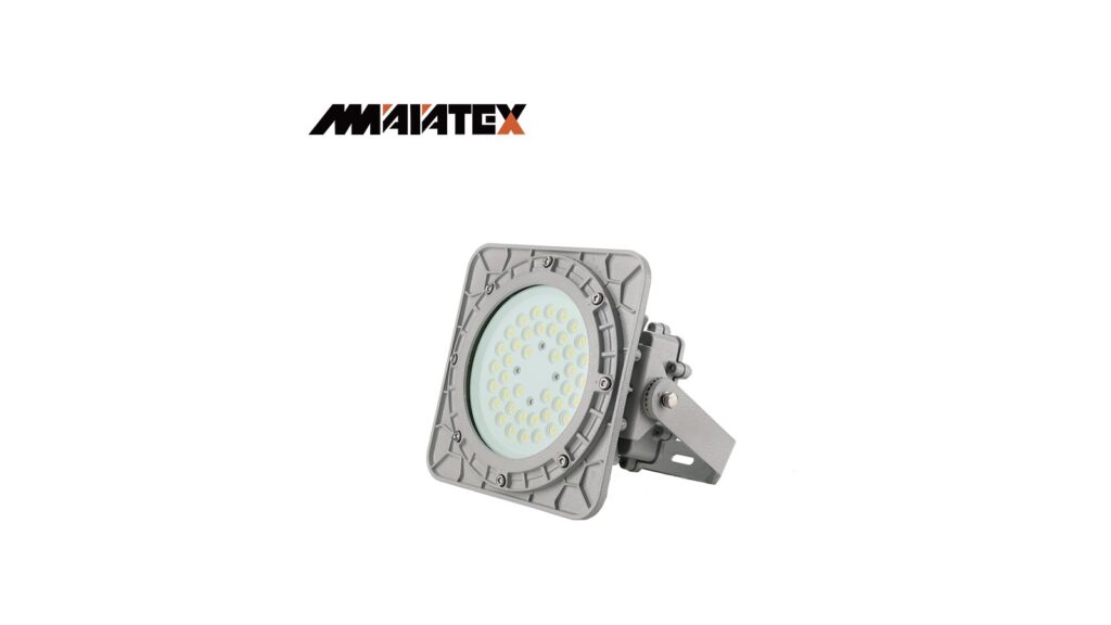 Explosion-Proof LED Lighting: 12 Buyer FAQs Before You Specify a Fixture MMAIATEX square industrial LED floodlight with a cast-aluminum housing and adjustable mounting bracket