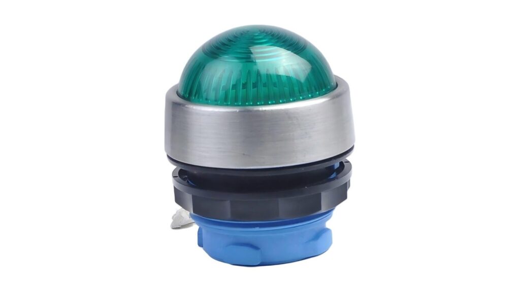 MMAIATEX New Ex Guides: Three English Resources for Buyers Green industrial panel indicator light photographed on a white background for the MMAIATEX guide update