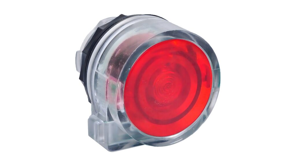 Ex ma vs Ex mb vs Ex mc: Encapsulation Markings Red round panel indicator with a clear protective hood photographed on a white background